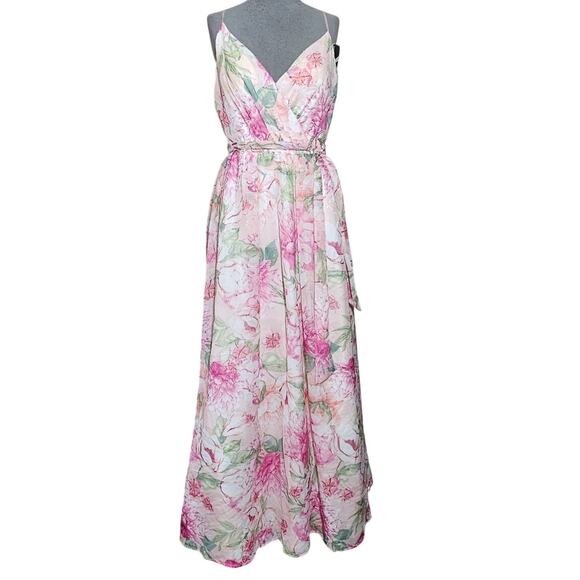 Pink Floral Shimmer Maxi Dress Size 9 New with Tags - Picture 1 of 5